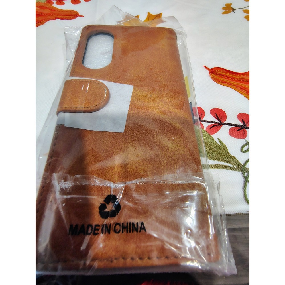 Brown Leather Wallet Case for Samsung Galaxy S25 Edge Magnetic Folio Cover